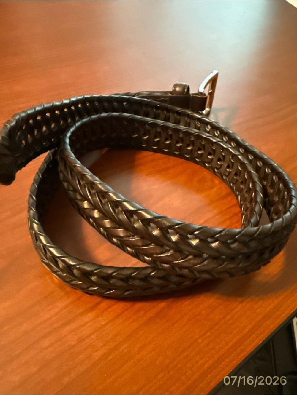 Fossil Mens Size 36 Dark Brown Braided Leather
Belt Minimalist Square - Picture 9 of 9